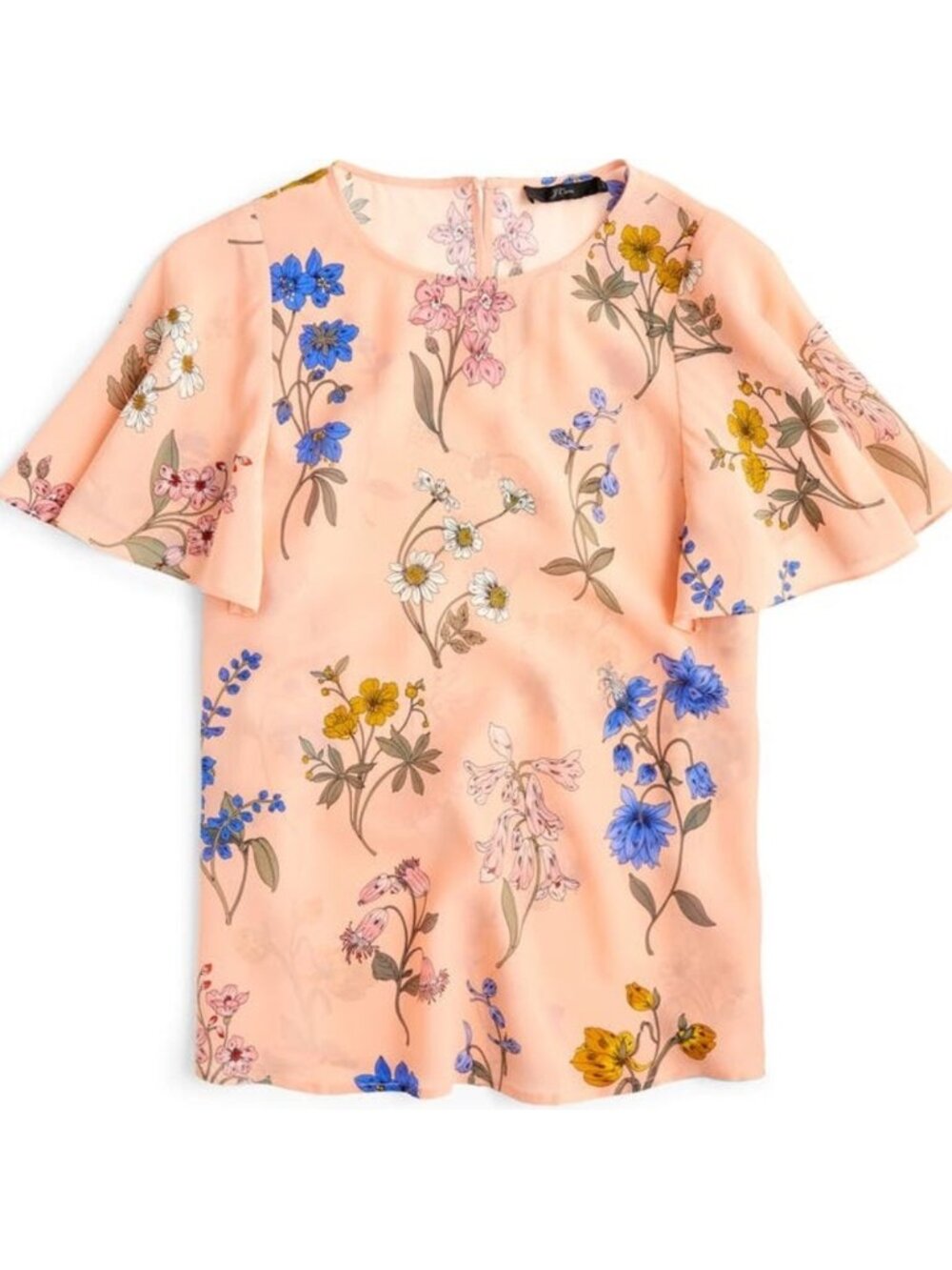 J Crew Silk Flutter Sleeve Floral Top in Botanical Print Melon Plus sz 3X - Picture 5 of 14